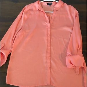 The Limited XL Coral / Peach Button Down Blouse